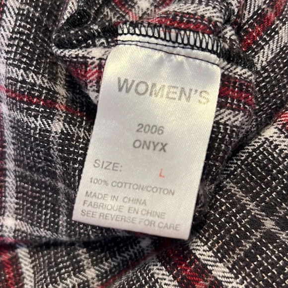 WOOLRICH Womens Onyx Gray Black Plaid Button Up Collard Flannel Shirt - Picture 8 of 9